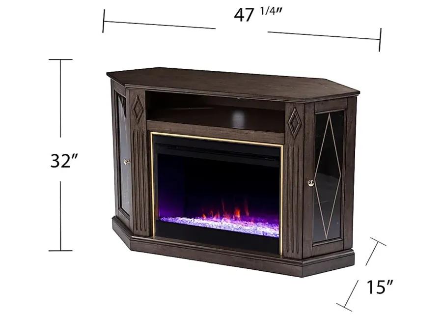 Brockdell I Brown 47 in. Console, With Color Changing Electric Fireplace