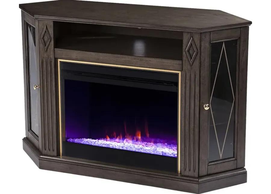 Brockdell I Brown 47 in. Console, With Color Changing Electric Fireplace