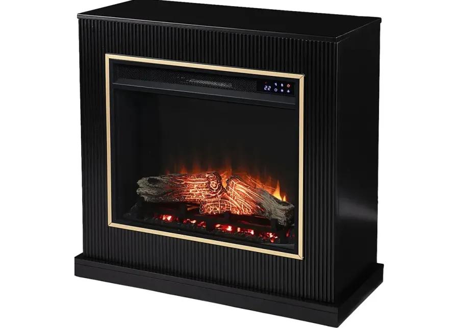 Willaurel IV Black 33 in. Console, With Touch Panel Electric Log Fireplace