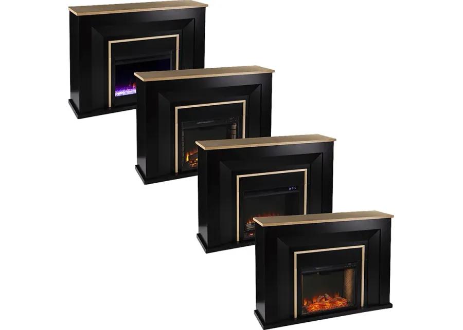 Elmington II Black 52 in. Console With Electric Log Fireplace