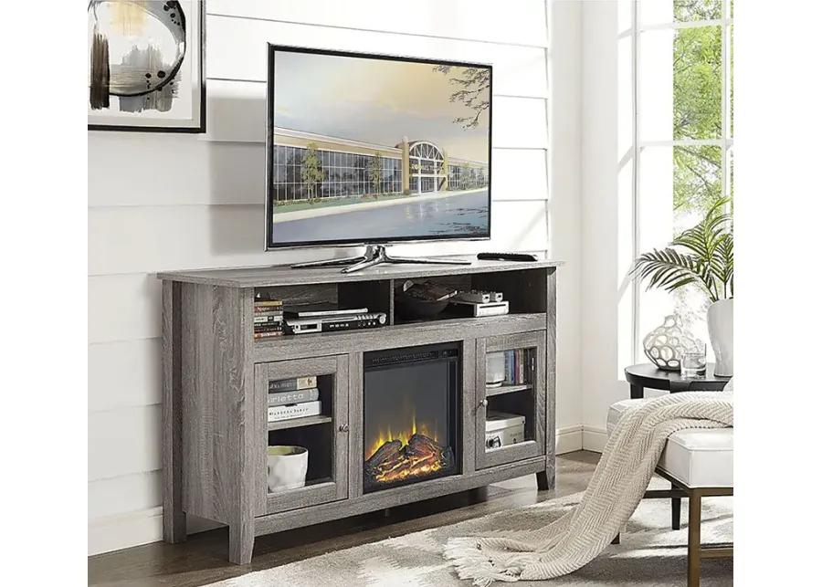 Winfield Trace Brown 58 in. Console with Electric Fireplace