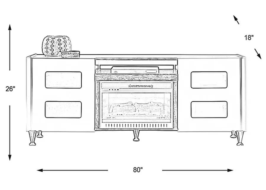 Mylo White 80 in. Console with Electric Log Fireplace