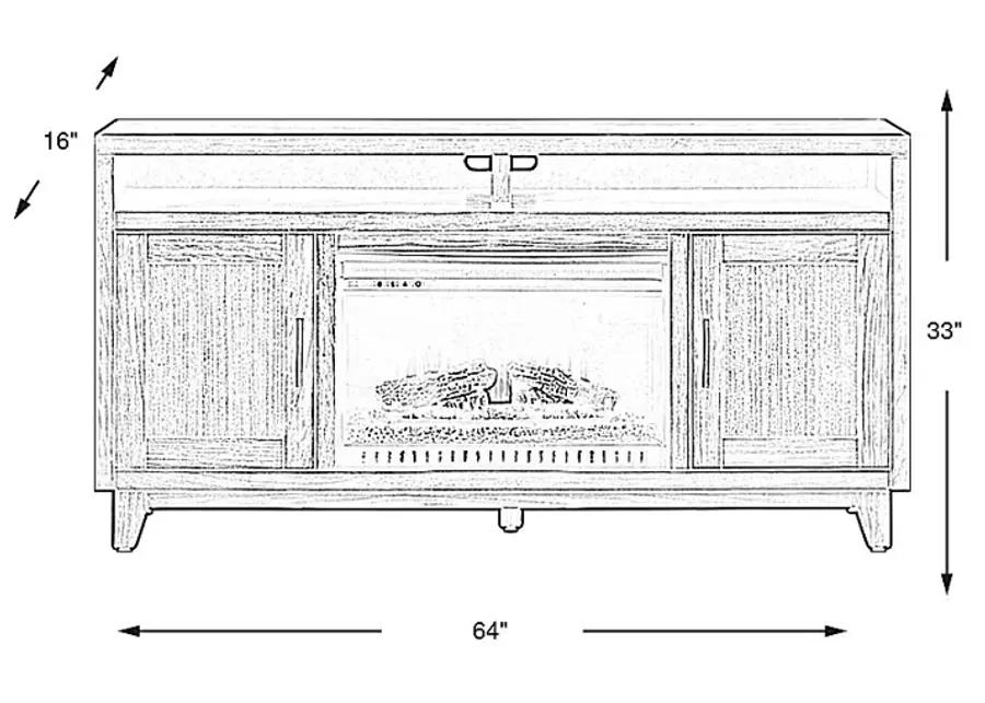 Valinor Brown 64 in. Console with Electric Log Fireplace