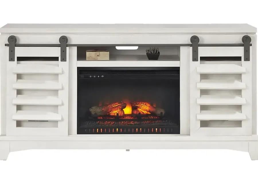 Canoe Creek II White 66 in. Console with Electric Log Fireplace