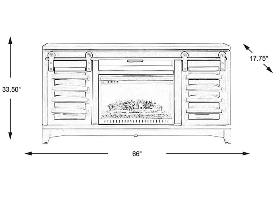 Canoe Creek II White 66 in. Console with Electric Log Fireplace