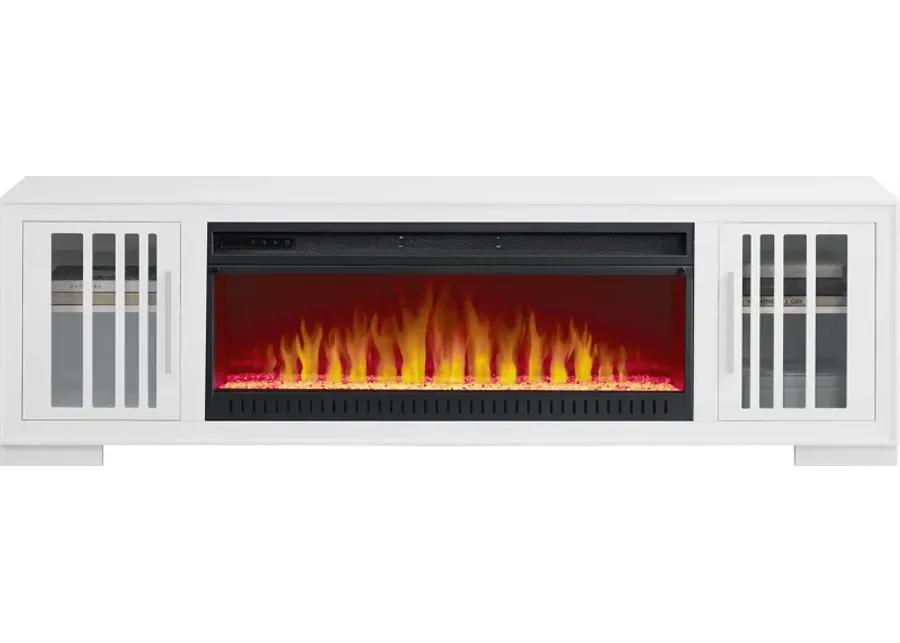 Wyndell Way White 78 in. Console with Electric Fireplace