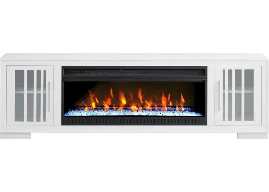 Wyndell Way White 78 in. Console with Electric Fireplace