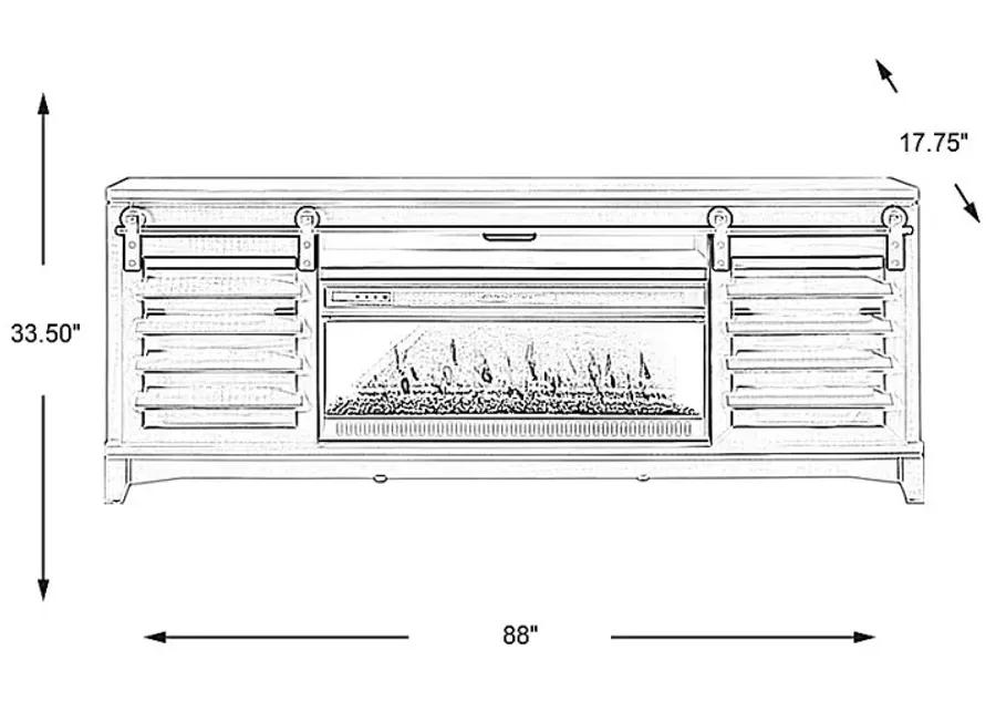 Canoe Creek II Tobacco 88 in. Console with Electric Fireplace