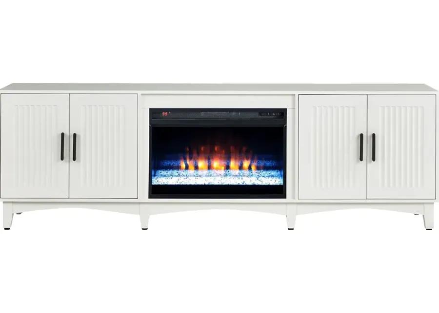 Shanewood II White 84 in. Console with Electric Fireplace