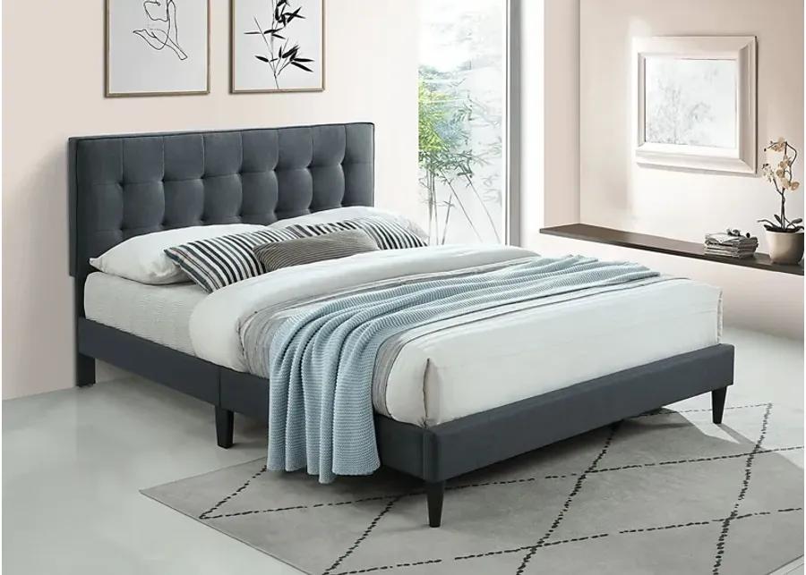 Tubae Charcoal Upholstered Queen Bed