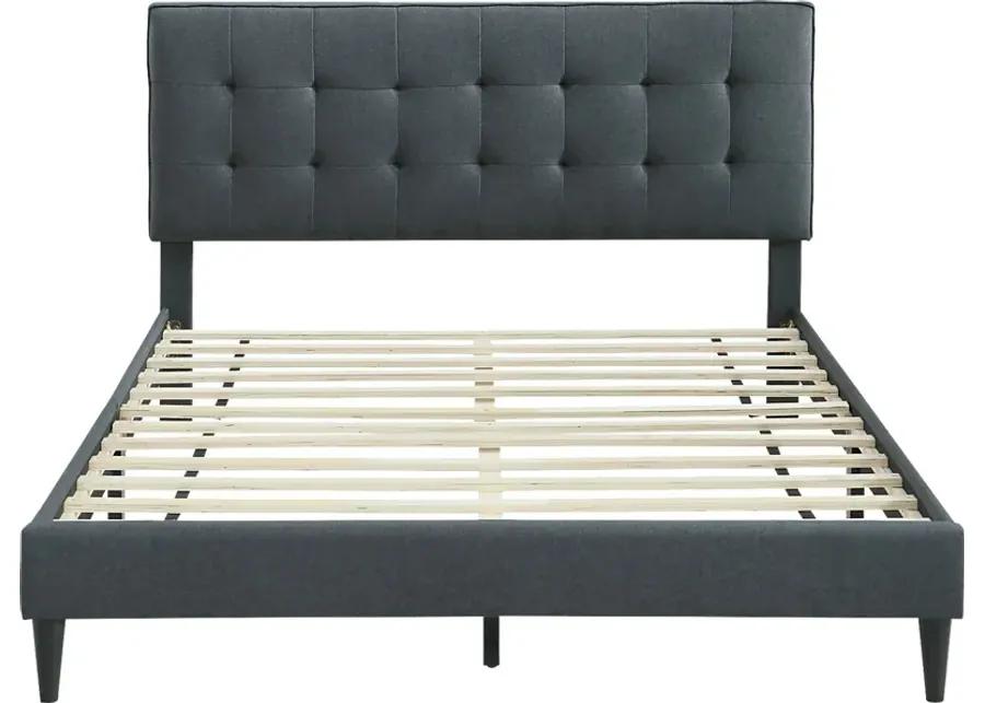 Tubae Charcoal Upholstered Queen Bed