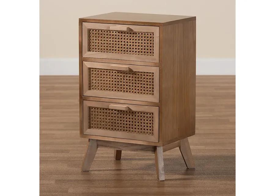 Ethelwyn Brown 3 Drawer Nightstand