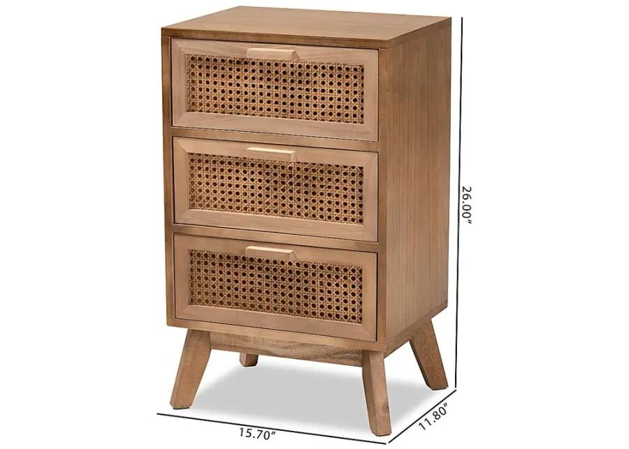 Ethelwyn Brown 3 Drawer Nightstand