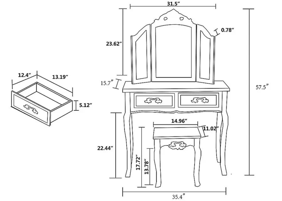 Rosedown White 2pc Vanity Set