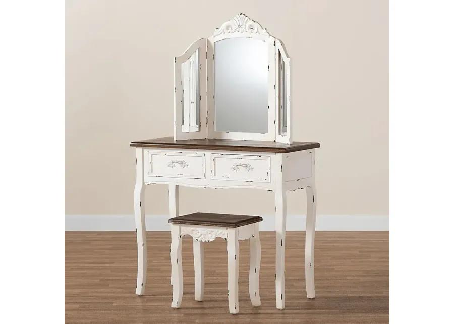 Rosedown White 2pc Vanity Set