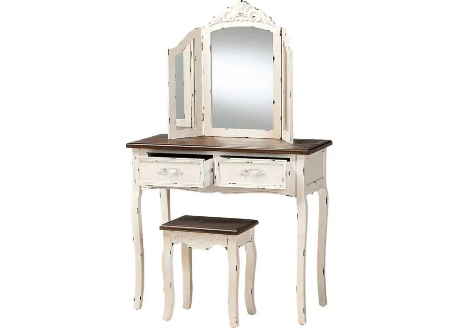 Rosedown White 2pc Vanity Set