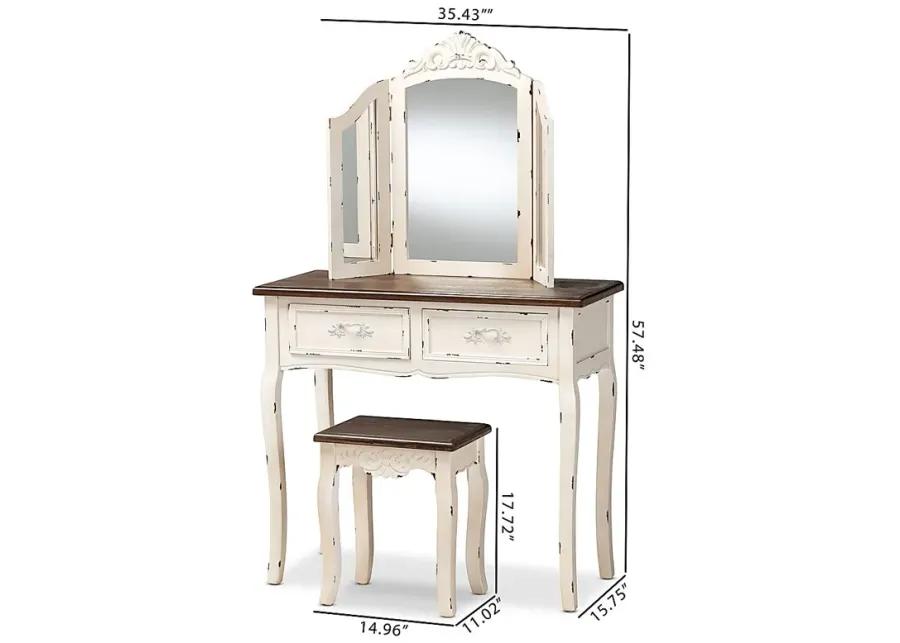 Rosedown White 2pc Vanity Set