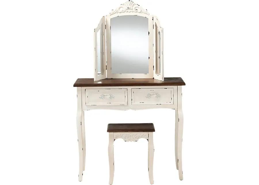 Rosedown White 2pc Vanity Set