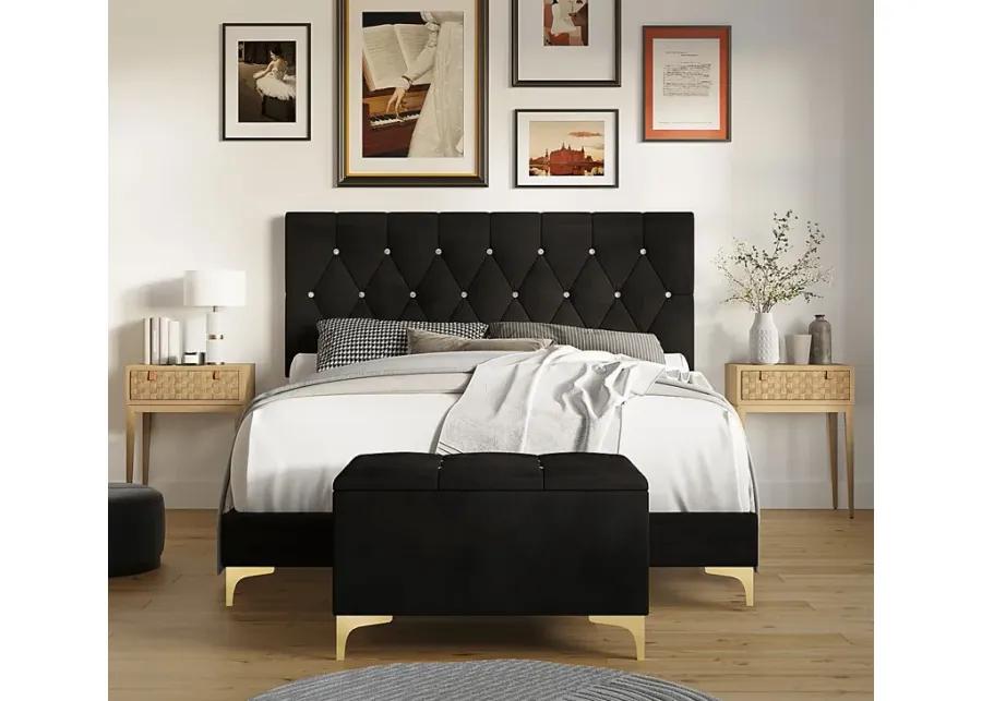Bickley Black Full Bed with Bench