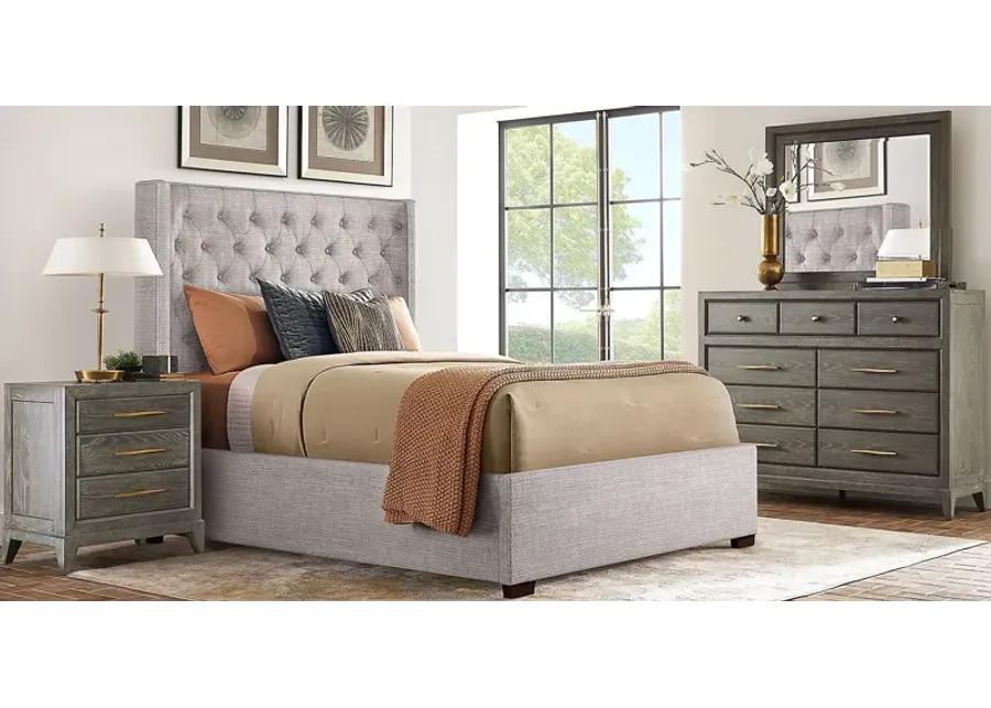 Kailey Park Charcoal 5 Pc Bedroom With Harlow Hill Gray Queen Upholstered Bed