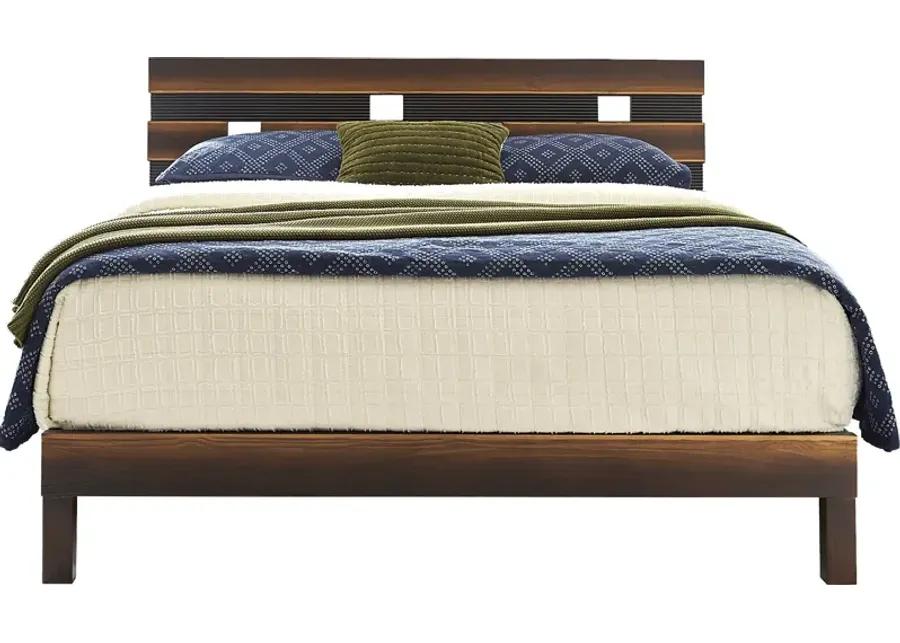 Gardenia Brown 3 Pc Queen Panel Bed