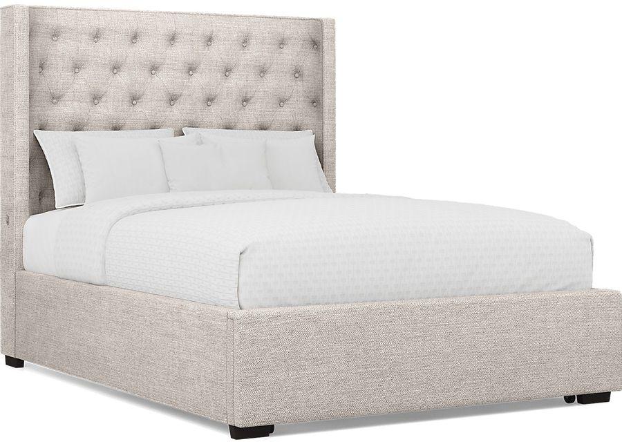 Kailey Park Light Oak 5 Pc Bedroom With Harlow Hill Taupe King Upholstered Storage Bed