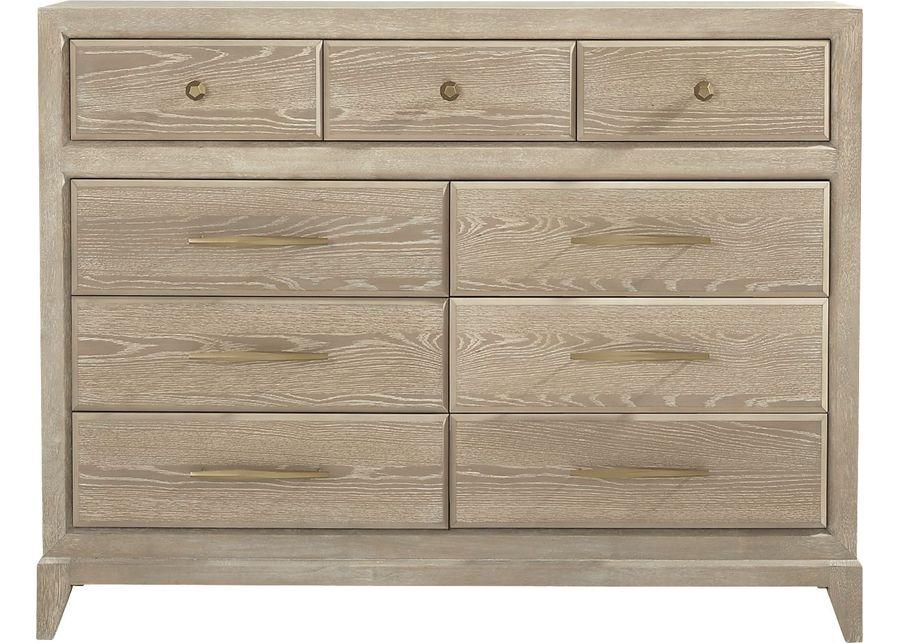 Kailey Park Light Oak 5 Pc Bedroom With Harlow Hill Taupe King Upholstered Storage Bed