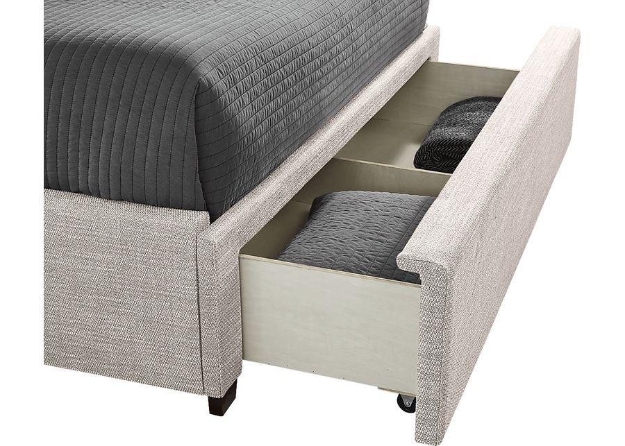 Kailey Park Light Oak 5 Pc Bedroom With Harlow Hill Taupe King Upholstered Storage Bed