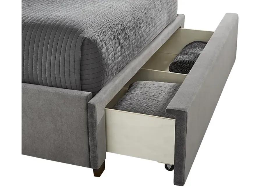 Belvedere Smoke 3 Pc King Upholstered Storage Bed