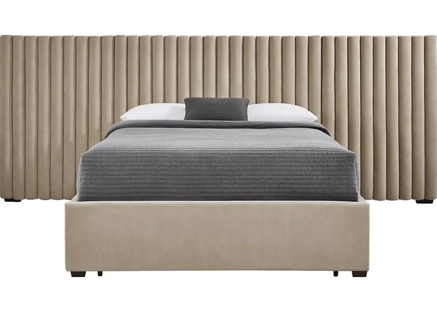 Belvedere Beige 4 Pc Queen Upholstered Storage Wall Bed