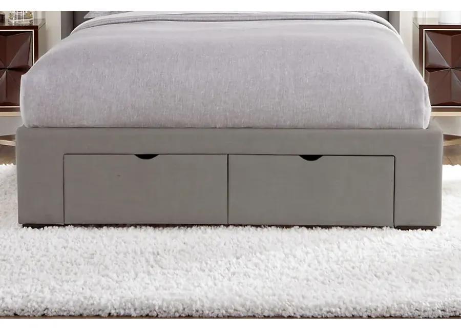 Alison Gray 3 Pc King Upholstered Bed with 2 Drawer Storage