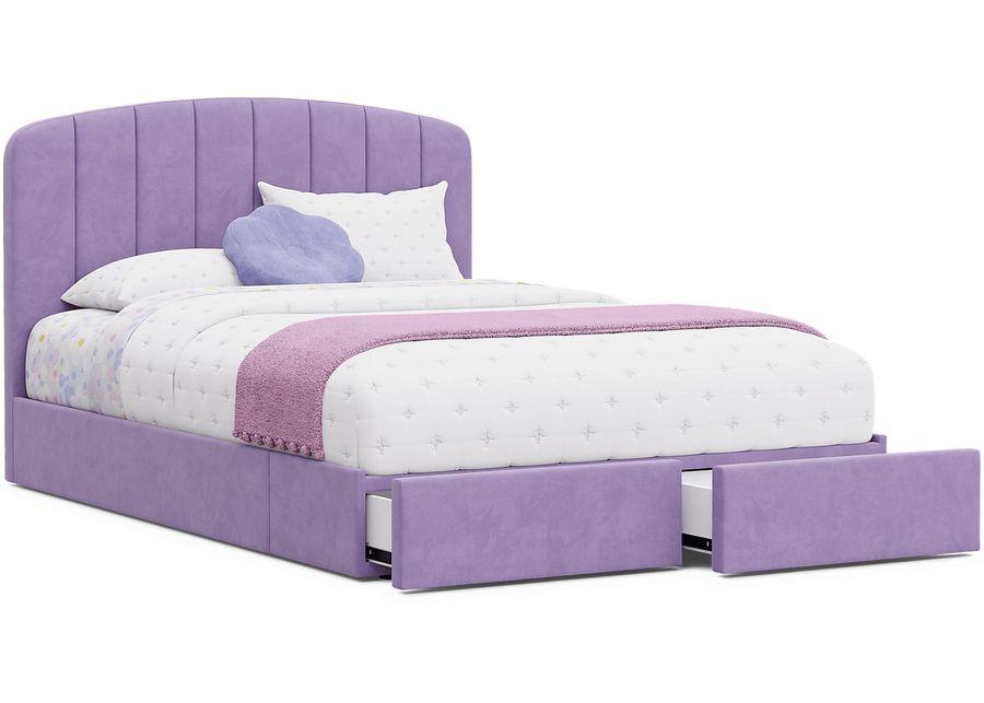 Kids Gwyneth Lavender 3 Pc Full Upholstered Storage Bed