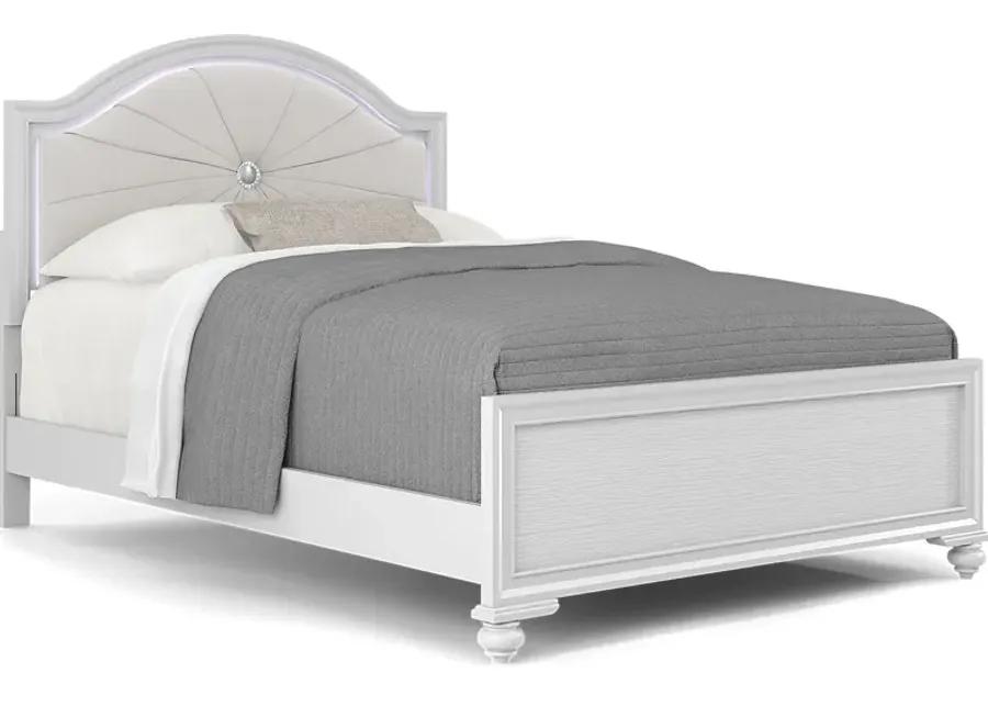 Kids Evangeline White 3 Pc Full Lighted Upholstered Bed