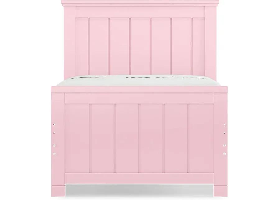 Kids Cottage Colors Pink 3 Pc Twin Panel Bed