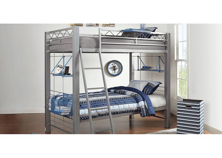 Build-a-Bunk Gray Twin/Twin Bunk Bed with Blue Accessories