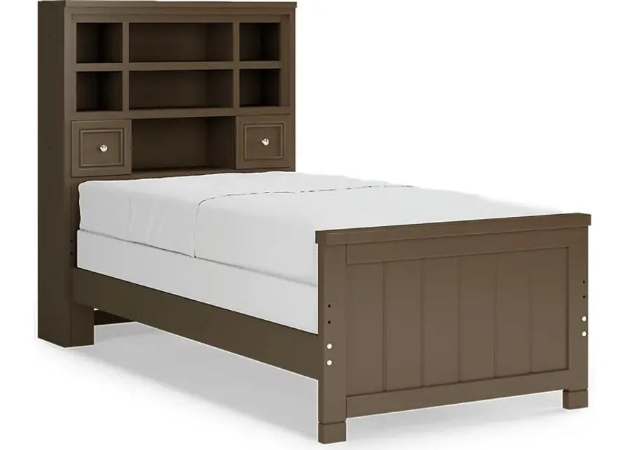 Kids Cottage Colors Chocolate 3 Pc Twin Bookcase Bed