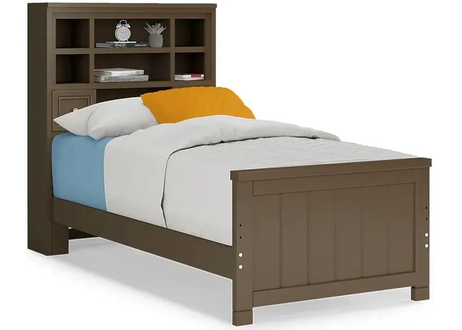 Kids Cottage Colors Chocolate 3 Pc Twin Bookcase Bed