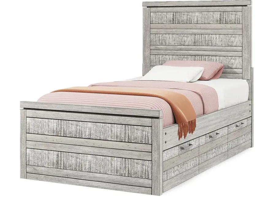 Kids Westover Hills Jr. Gray 3 Pc Twin Panel Bed with 2 Storage Side Rails