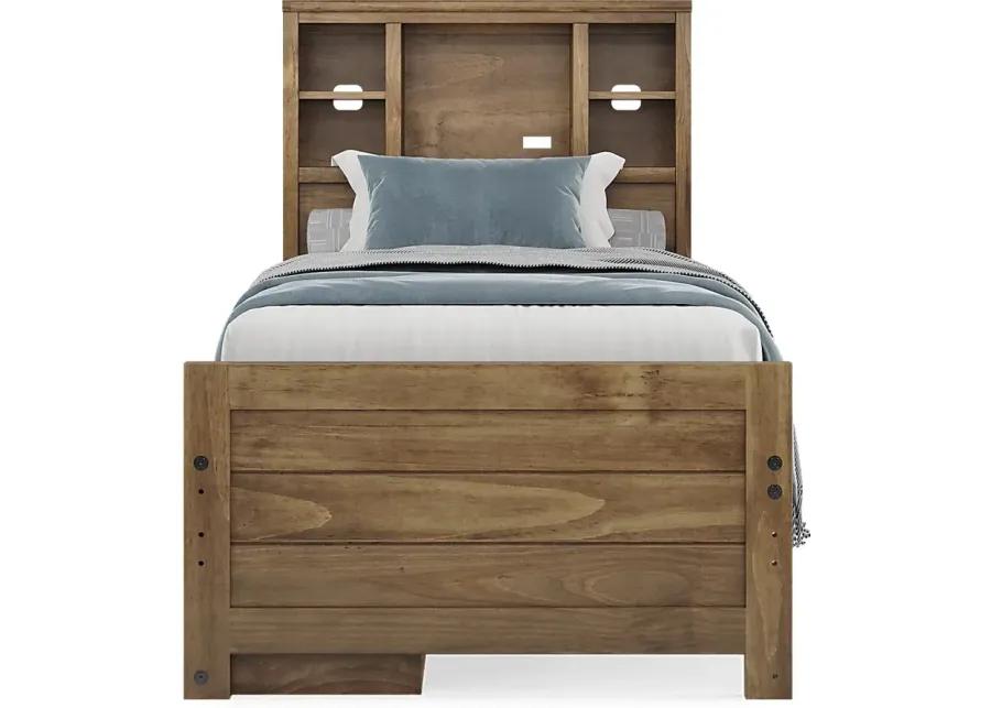 Kids Creekside 2.0 Chestnut 3 Pc Twin Bookcase Bed with Storage Side Rail