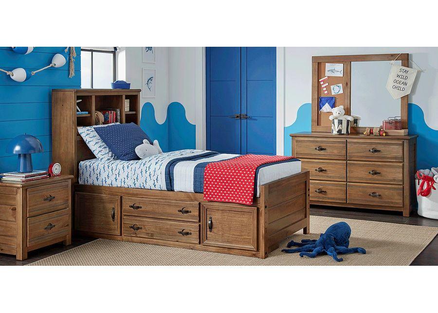 Kids Creekside 2.0 Chestnut 3 Pc Twin Bookcase Bed with Storage Side Rail