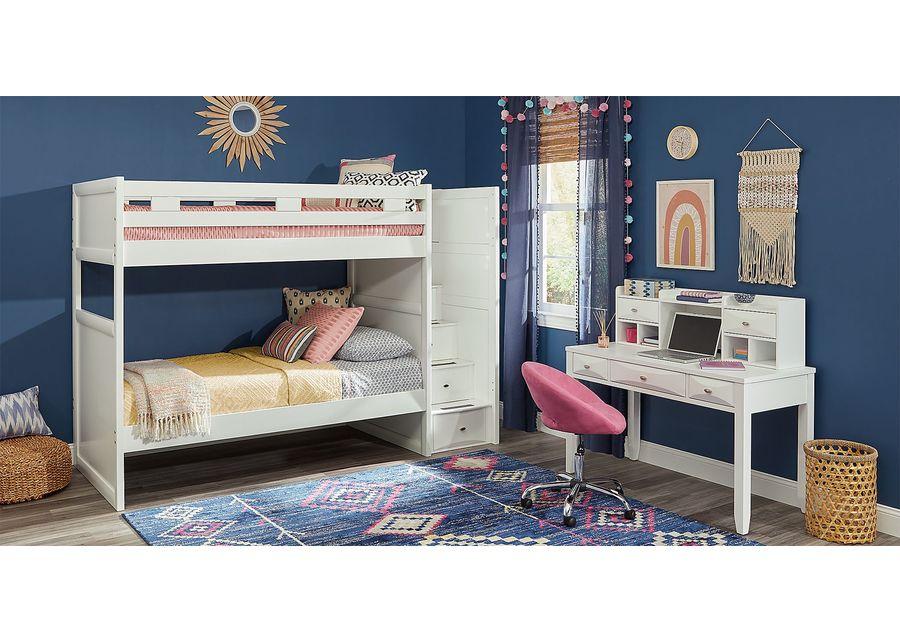 Ivy League 2.0 White Twin/Twin Step Bunk Bed