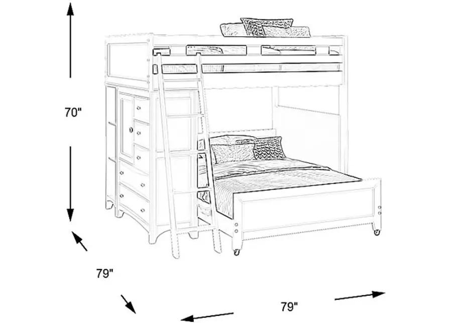 Ivy League 2.0 White Full/Full Loft with Chest and Bookcase