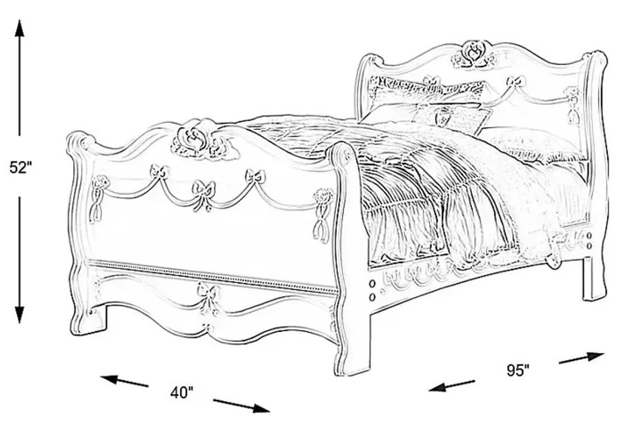 Disney Princess Fairytale White 3 Pc Twin Sleigh Bed