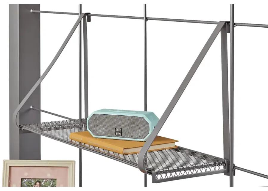 Build-a-Bunk Gray Full/Futon Loft Bed with Gray Accessories and Basketball Hoop