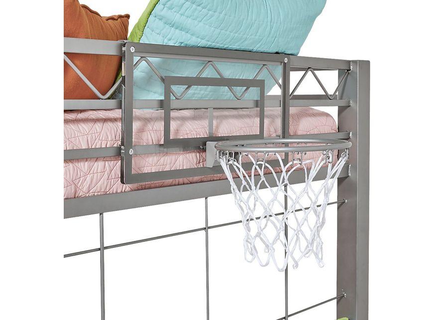 Build-a-Bunk Gray Full/Futon Loft Bed with Gray Accessories and Basketball Hoop