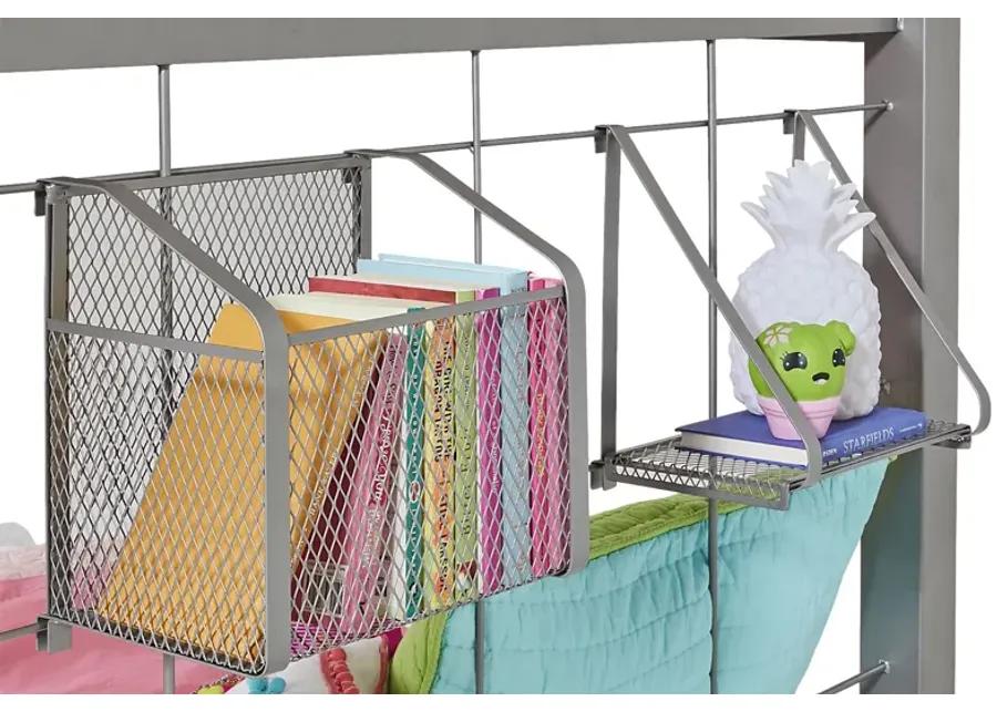 Build-a-Bunk Gray Full/Futon Loft Bed with Gray Accessories and Basketball Hoop