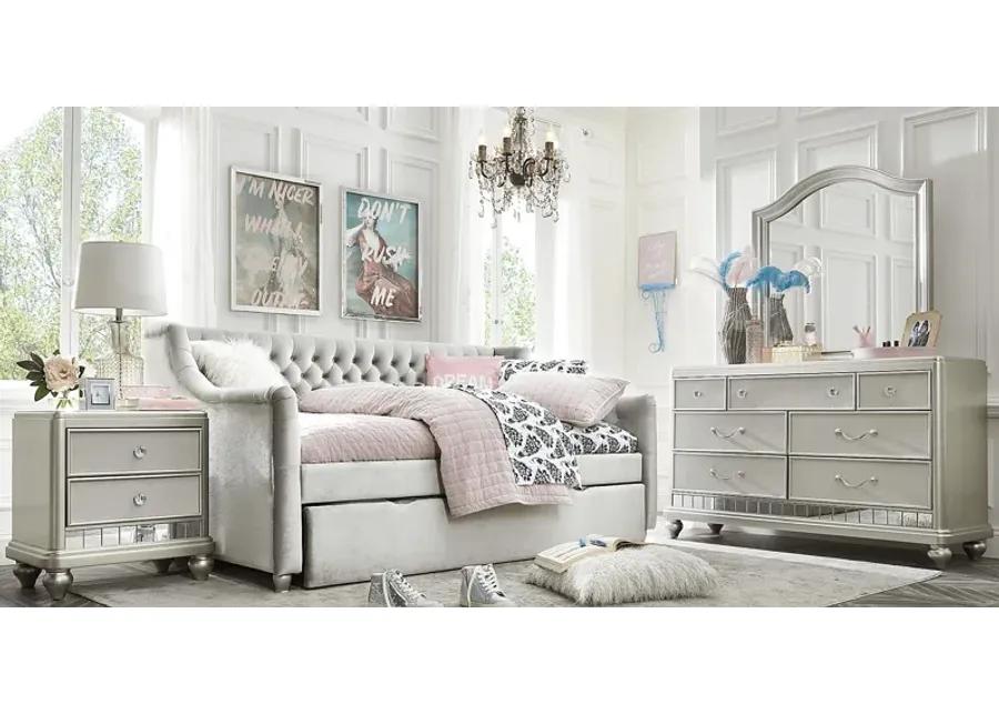 Alena Silver 4 Pc Full Daybed with Twin Storage Trundle