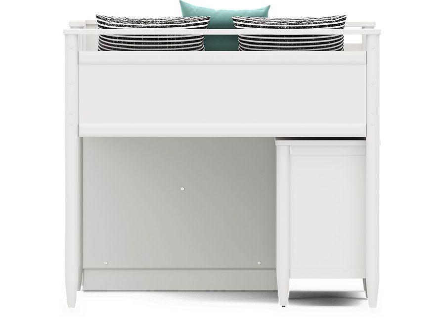 Kids Modern Colors White Full Step Loft with Loft Chests