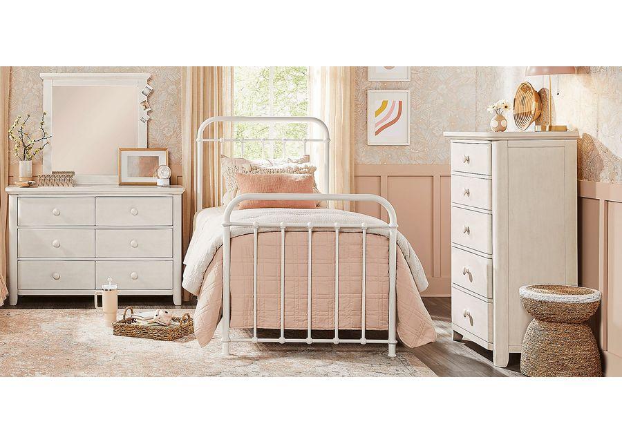 Kids South Bend Washed White 5 Pc Bedroom with Saddlerock White Twin Metal Bed