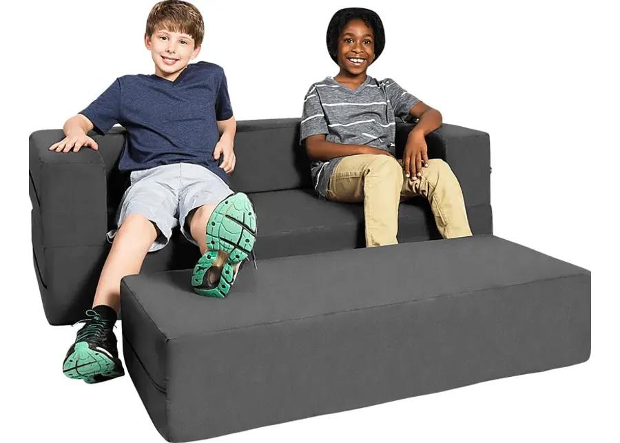 Kids Cubex Gray Convertible Sofa and Ottoman